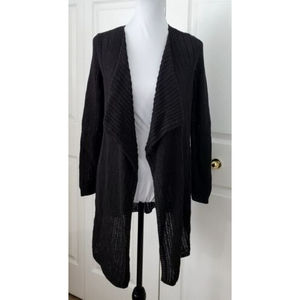 Dana Buchanan Women's Black Light weight Loose Knit Open Front Carnigan Size M